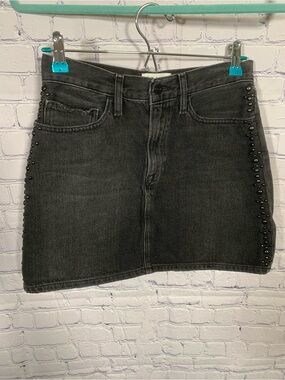 Frame Womens Mini Denim Skirt Black Sz 27 Grunge Steam Punk Casual Quiet Luxury